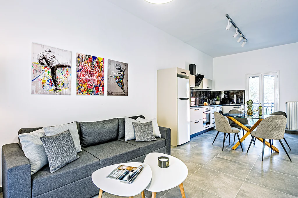 Wohnbereich Luxusapartment Korfu – Serena