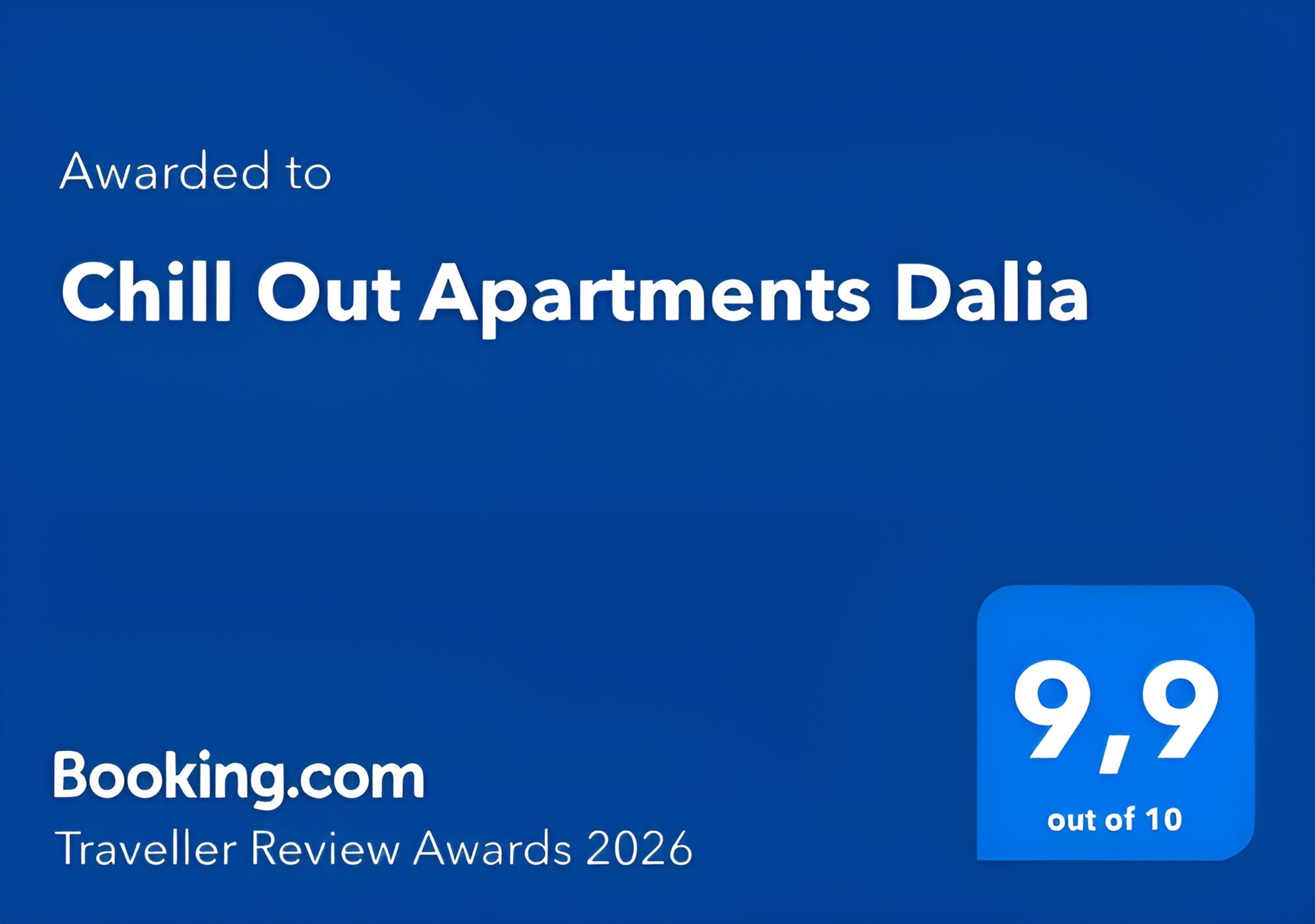 Booking.com Traveller Review Award 2026 – dalia